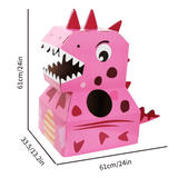 Laden Sie das Bild in den Galerie-Viewer, Dinosaur Cardboard Box DIY Wearable Trex Carton Kindergarten Performance Cosplay Costume Pink