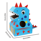 Laden Sie das Bild in den Galerie-Viewer, Dinosaur Cardboard Box DIY Wearable Trex Carton Kindergarten Performance Cosplay Costume Blue