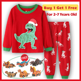 Laden Sie das Bild in den Galerie-Viewer, 2-7 Years Old Dinosaur Pajamas Kids Sleepwear Long Sleeve Children Pjs