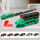 Laden Sie das Bild in den Galerie-Viewer, Foldable Ejection Dinosaur Toy Truck with 6 Alloy Race Cars Green