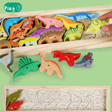 Load image into Gallery viewer, Dinosaur Chunky Puzzle and Stacking Game - 26 Pieces