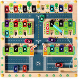 Laden Sie das Bild in den Galerie-Viewer, Magnetic Maze Montessori Wooden Puzzle Board Parking Lot theme