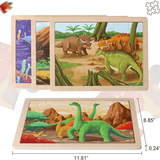 Laden Sie das Bild in den Galerie-Viewer, 24 Pcs Wooden Dinosaur Jigsaw Puzzles for Kids