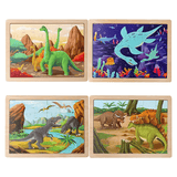 Laden Sie das Bild in den Galerie-Viewer, 24 Pcs Wooden Dinosaur Jigsaw Puzzles for Kids 4 Pack
