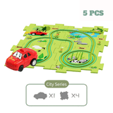 Laden Sie das Bild in den Galerie-Viewer, DIY Jigsaw Puzzle wtih Automatic Track Car Scene Toy for 3-7 Year Old Child City / 5 PCS