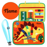 Laden Sie das Bild in den Galerie-Viewer, Name Personalized Busy Board Montessori Toy for 1 2 3 4 Year Old Toddlers Sensory Motor Skills Training Stegosaurus