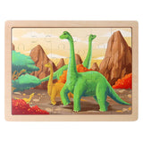 Laden Sie das Bild in den Galerie-Viewer, 24 Pcs Wooden Dinosaur Jigsaw Puzzles for Kids Brachiosaurus