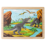 Laden Sie das Bild in den Galerie-Viewer, 24 Pcs Wooden Dinosaur Jigsaw Puzzles for Kids Trex