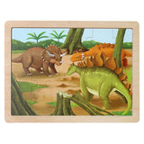 Laden Sie das Bild in den Galerie-Viewer, 24 Pcs Wooden Dinosaur Jigsaw Puzzles for Kids Triceratops