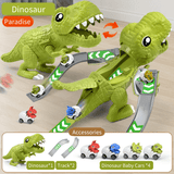 Laden Sie das Bild in den Galerie-Viewer, Dinosaur Transformed Sliding Track Toy with Mini Cars One Button Eject 1 Set