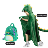 Laden Sie das Bild in den Galerie-Viewer, Name Personalized Dinosaur Ultra Plush Fleece Hooded Throw Blanket Cosplay Costume for Kids Blanket+Backpack