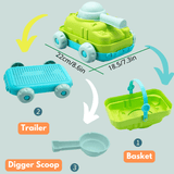 Laden Sie das Bild in den Galerie-Viewer, Dinosaur Sand Toys Beach Toys Set with Basket Molds Digger Scoop Shovel Tank Truck Dinosaur sand toy