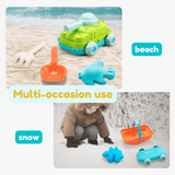 Laden Sie das Bild in den Galerie-Viewer, Dinosaur Sand Toys Beach Toys Set with Basket Molds Digger Scoop Shovel Tank Truck Beach toy set