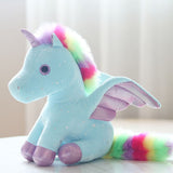 Laden Sie das Bild in den Galerie-Viewer, Rainbow Unicorn Plush Stuffed Animal with Glitter Wings Colorful Tail Glassy Eyes Gift for Kids Friends Light Green