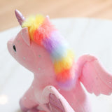 Laden Sie das Bild in den Galerie-Viewer, Rainbow Unicorn Plush Stuffed Animal with Glitter Wings Colorful Tail Glassy Eyes Gift for Kids Friends