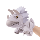 Laden Sie das Bild in den Galerie-Viewer, Adorable Plush Dinosaur Hand Puppet Interactive Cosplay Role Play Game Toy Gray Triceratops