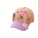 Laden Sie das Bild in den Galerie-Viewer, 48-52cm Cute Dinosaur Baseball Cap Adjustable Sun Protection Hat for Kids 2-7 Years Pink