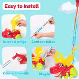Laden Sie das Bild in den Galerie-Viewer, Dinosaur Trolley Baby Walker Toy with Flapping Wings and Ring Bell for Toddler