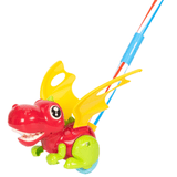 Laden Sie das Bild in den Galerie-Viewer, Dinosaur Trolley Walker Toy with Flapping Wings and Ring Bell for Baby Toddler Red