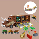 Load image into Gallery viewer, Dinosaur Toy Triceratops Truck with Pull Back Cars and Figures Storage Carrier Truck 13 Pcs Brown