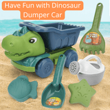Laden Sie das Bild in den Galerie-Viewer, Dinosaur Sand Toys Beach Toys Set with Basket Molds Digger Scoop Shovel Tank Truck