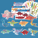 Laden Sie das Bild in den Galerie-Viewer, 10 Pcs 3D Color Dinosaur Paper Craft Book No Scissors Needed STEM Toy Educational Gift