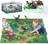 Laden Sie das Bild in den Galerie-Viewer, Educational Realistic Dinosaur Toys Figures Activity Play Mat Trees &amp; Container Playset Standard Version