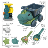 Laden Sie das Bild in den Galerie-Viewer, Dinosaur Sand Toys Beach Toys Set with Basket Molds Digger Scoop Shovel Tank Truck