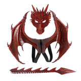 Laden Sie das Bild in den Galerie-Viewer, 3D PU Dinosaur Dragon Mask Halloween Party Props Costumes Decoration Red Set