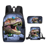 Laden Sie das Bild in den Galerie-Viewer, 3D T-Rex Durable Dinosaur Cartoon Travel Backpack School Laptop Daypack Waterproof Bag 15(3pcs) / 16in