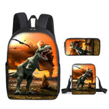 Laden Sie das Bild in den Galerie-Viewer, 3 in 1 Dinosaur Print Backpack Set Messenger Bag Pen Case 16 Inch School Bag for Kids