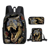 Laden Sie das Bild in den Galerie-Viewer, 3D T-Rex Durable Dinosaur Cartoon Travel Backpack School Laptop Daypack Waterproof Bag 16(3pcs) / 16in