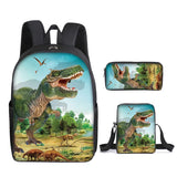 Laden Sie das Bild in den Galerie-Viewer, 3D T-Rex Durable Dinosaur Cartoon Travel Backpack School Laptop Daypack Waterproof Bag 17(3pcs) / 16in