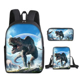 Laden Sie das Bild in den Galerie-Viewer, 3D T-Rex Durable Dinosaur Cartoon Travel Backpack School Laptop Daypack Waterproof Bag 10(3pcs) / 16in