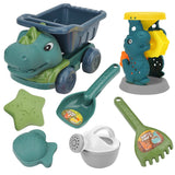 Laden Sie das Bild in den Galerie-Viewer, Dinosaur Sand Toys Beach Toys Set with Basket Molds Digger Scoop Shovel Tank Truck Dumper Car Set