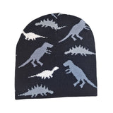 Laden Sie das Bild in den Galerie-Viewer, 40-54cm Dinosaur Beanie Knitted Hat Camouflage Warm Winter Hat for Toddler Kids 2-9 Black Gray