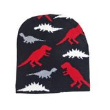 Laden Sie das Bild in den Galerie-Viewer, 40-54cm Dinosaur Beanie Knitted Hat Camouflage Warm Winter Hat for Toddler Kids 2-9 Black Red