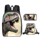 Laden Sie das Bild in den Galerie-Viewer, 3D T-Rex Durable Dinosaur Cartoon Travel Backpack School Laptop Daypack Waterproof Bag 13(3pcs) / 16in