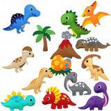 Laden Sie das Bild in den Galerie-Viewer, 14 PCS Felt Dinosaur Pattern Sewing KIt DIY Crafts Toy for Boys Girls