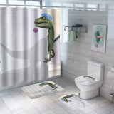 Laden Sie das Bild in den Galerie-Viewer, 3D Dinosaur Bathroom Decor Stall Curtain Lightproof Shower Curtain and Carpet Set Blue / 150×180CM