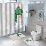 Laden Sie das Bild in den Galerie-Viewer, 3D Dinosaur Bathroom Decor Stall Curtain Lightproof Shower Curtain and Carpet Set Green / 150×180CM