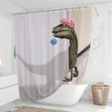 Laden Sie das Bild in den Galerie-Viewer, 3D Dinosaur Bathroom Decor Stall Curtain Lightproof Shower Curtain and Carpet Set Pink / 150×180CM