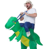 Laden Sie das Bild in den Galerie-Viewer, 3D Stegosaurus Tyrannosaurus Dinosaur Riding Inflatable Imitating Props Costume Children&#39;s Day Halloween Gift Green / 59-79in