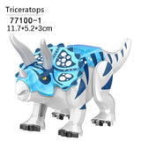Laden Sie das Bild in den Galerie-Viewer, 5‘’ Mini Dinosaur Jurassic Theme DIY Action Figures Building Blocks Toy Playsets Triceratops / Blue