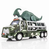 Laden Sie das Bild in den Galerie-Viewer, Dinosaur Capture Storage Carrier Alloy Metal Truck Vehicle Car Toy Set with Light and Sound Deep Green / Parasaurolophus