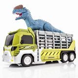 Laden Sie das Bild in den Galerie-Viewer, Dinosaur Capture Storage Carrier Alloy Metal Truck Vehicle Car Toy Set with Light and Sound Light Green / Dilophosaurus