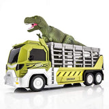 Laden Sie das Bild in den Galerie-Viewer, Dinosaur Capture Storage Carrier Alloy Metal Truck Vehicle Car Toy Set with Light and Sound Light Green / T-Rex