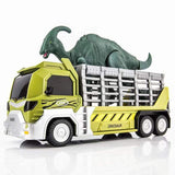 Laden Sie das Bild in den Galerie-Viewer, Dinosaur Capture Storage Carrier Alloy Metal Truck Vehicle Toy Set with Light and Sound Light Green / Parasaurolophus