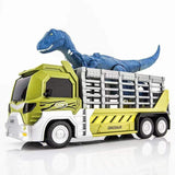 Laden Sie das Bild in den Galerie-Viewer, Dinosaur Capture Storage Carrier Alloy Metal Truck Vehicle Toy Set with Light and Sound Light Green / Velociraptor