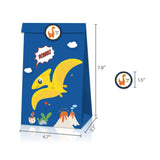 Laden Sie das Bild in den Galerie-Viewer, Dinosaur Paper Gift Bag with Sticker for Kraft Paper Christmas Gift Bags for Goodie Cookie Candy